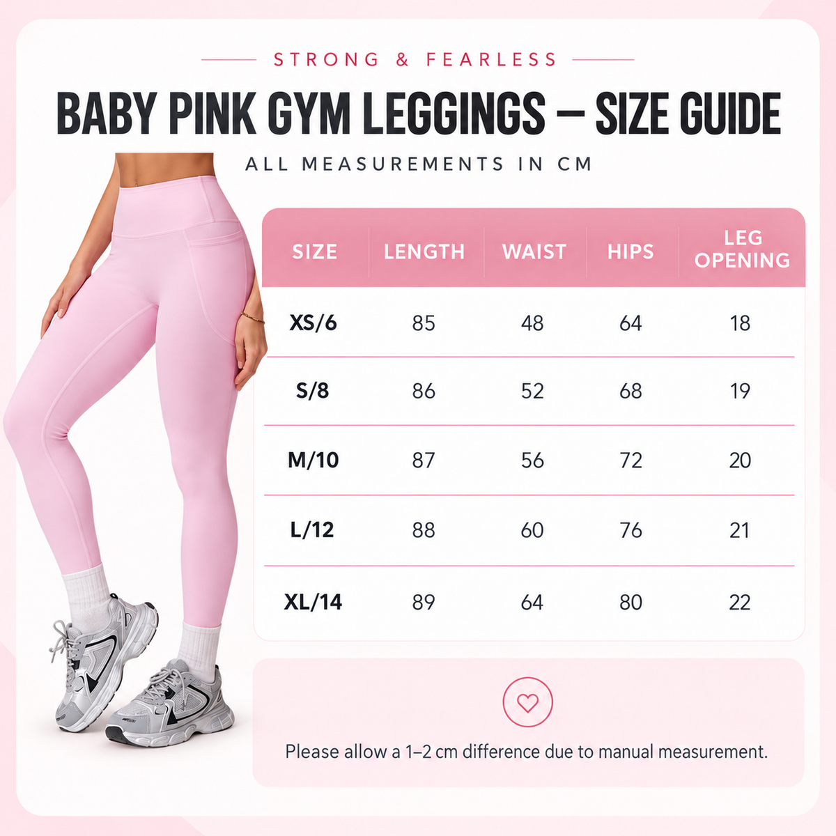 High Waist Strong & Fearless Performance Leggings Pink