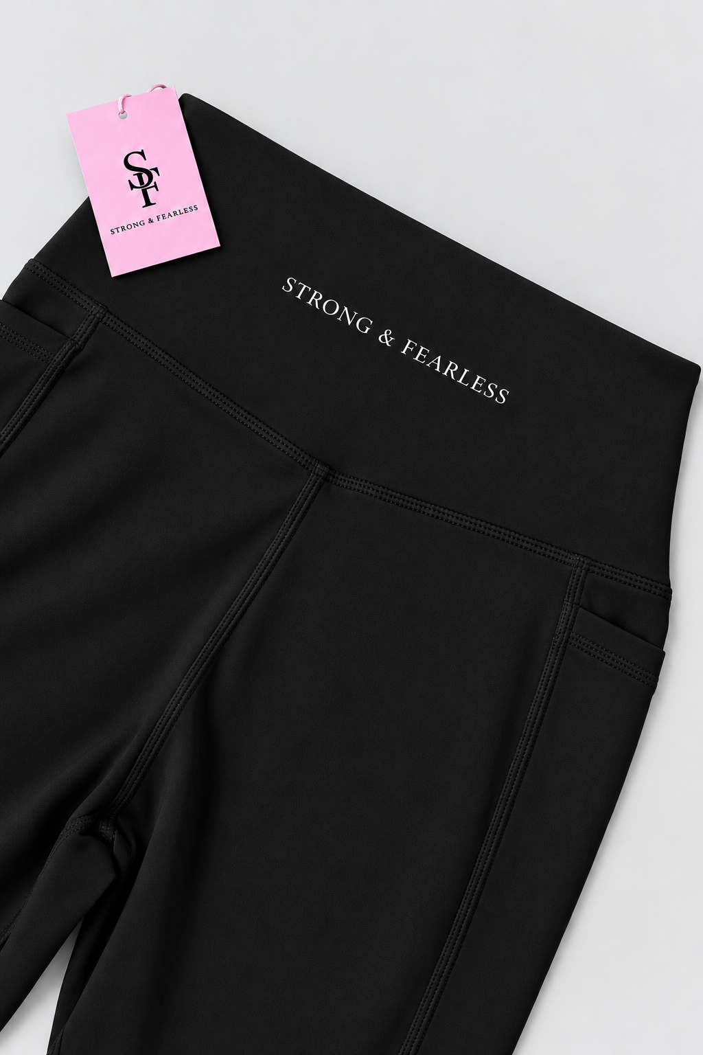 High Waist Strong & Fearless Performance Leggings Black